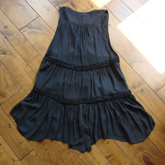 Free People Purple Haze Black Tunic Top Tiered Boho Babydoll Hi Low Small - Picture 12 of 14